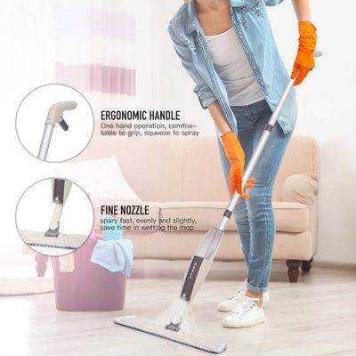 Floor Mop with Reusable Microfiber Pads